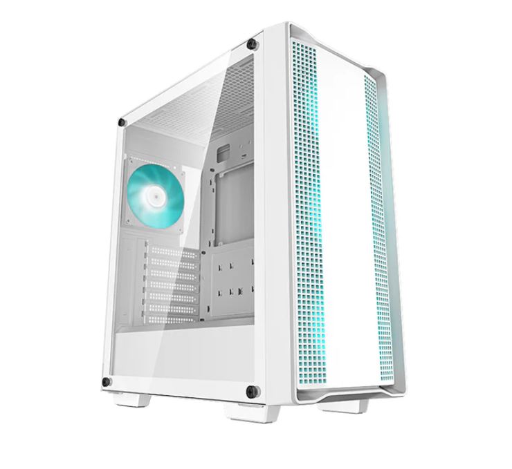 DeepCool CC560 White V2 Mid-Tower Computer Case, Tempered Glass Window, 4x Pre-Installed LED Fans, Top Mesh Panel, Support Up To 6x120mm or 4x140mm
