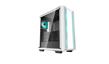 DeepCool CC560 White Mid-Tower Computer Case, Tempered Glass Window, 4x Pre-Installed LED Fans, Top Mesh Panel, Support Up To 6x120mm or 4x140mm AIO DEEPCOOL