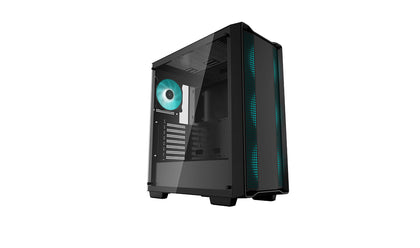 DeepCool CC560 Black Mid-Tower Computer Case, Tempered Glass Window, 4x Pre-Installed LED Fans, Top Mesh Panel, Support Up To 6x120mm or 4x140mm AIO DEEPCOOL