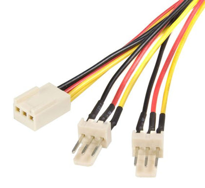 Astrotek Fan Power Cable 20cm - 2x3pin Male to 3 pins Female - for Computer PC Cooler Extension Connectors Black Sleeved Astrotek