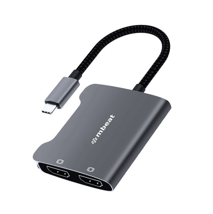 mbeat Tough Link USB-C to Dual 4K HDMI Adapter - Space Grey MBEAT