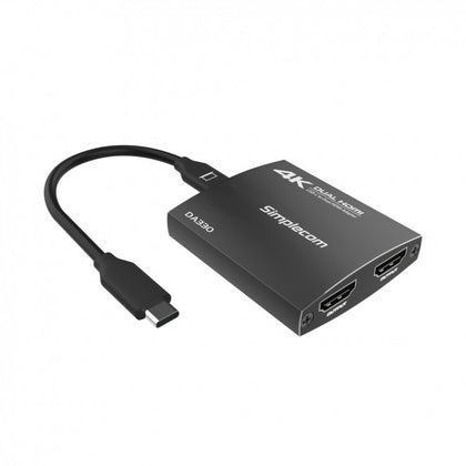 Simplecom DA330 USB-C to Dual HDMI MST Adapter 4K@60Hz with PD and Audio Out Simplecom