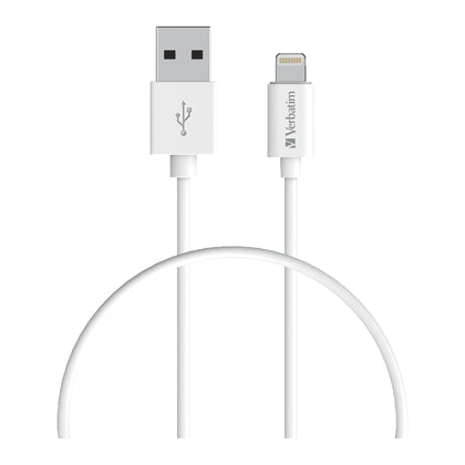 Verbatim Charge & Sync Lightning Cable 50cm - White--Lightning to USB A Verbatim