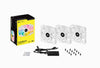 Corsair White SP120 RGB ELITE, 120mm RGB LED PWM Fan with AirGuide, Triple Pack with Lighting Node CORE Corsair