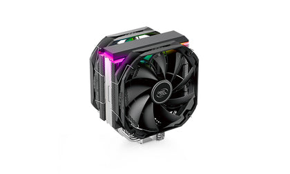 DeepCool AS500 PLUS CPU Air Cooler Single Tower, 5 Heat Pipes High Fin Density, Slim Profile, Double TF140S PWM Fans Included, ARGB LED Controller Inc DEEPCOOL