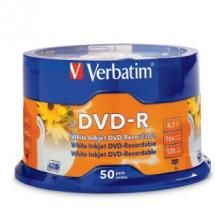 Verbatim DVD-R 4.7GB 50Pk White InkJet 16x Verbatim