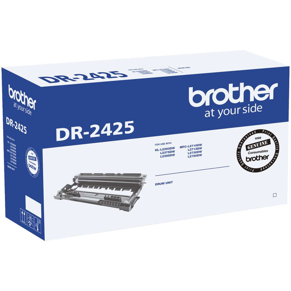 Brother DR-2425 Mono Laser Drum- Standard Cartridge - HL-L2350DW/L2375DW/2395DW/MFC-L2710DW/2713DW/2730DW/2750DW- up to 12,000 pages Brother