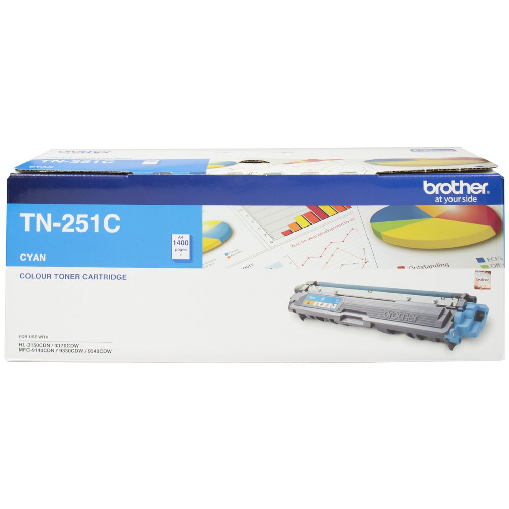 Brother TN-251C Colour Laser Toner- Cyan, HL-3150CDN/3170CDW/MFC-9140CDN/9330CDW/9335CDW/9340CDW /DCP-9015CDW(1,400 Pages) Brother