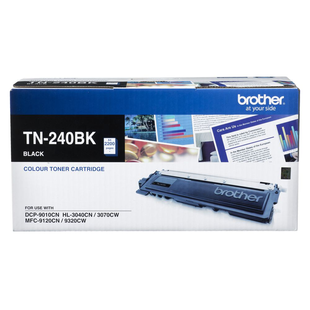 Brother TN-240BK Colour Laser Toner- Black, HL-3040CN/3045CN/3070CW/3075CW, DCP-9010CN, MFC-9120CN/9125CN/9320CW/9325CW - 2200 Pages Brother