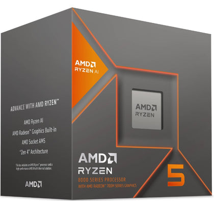 AMD Ryzen 5 8600G 6Cores/12Threads, 65 watts, Max Freq 5.050Ghz, 24MB Cache, Wraith Stealth  Cooler, Radeon™ Graphics