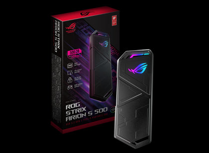 ASUS ROG STRIX ARION S500 With 500GB SSD Built-In (Seagate Firecuda 510), USB-C 3.2 Gen 2 Interface, NVMe, up to 1050 MB/s transfer speed, Aura Sync