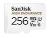 SanDisk High Endurance 256GB microSD 100MB/s 40MB/s 20K hrs 4K UHD C10 U3 V30 -40°C to 85°C Heat Freeze Shock Temperature Water X-ray Proof SD Adapter Sandisk