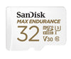 SanDisk Max Endurance 32GB microSD 100MB/s 40MB/s 20K hrs 4K UHD C10 U3 V30 -40°C to 85°C Heat Freeze Shock Temperature Water X-ray Proof SD Adapter Sandisk