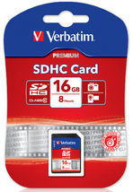 Verbatim SDHC 16GB (Class 10) Up to 45MB/Sec 300X read speed Verbatim