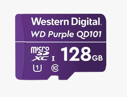 Western Digital WD Purple 128GB MicroSDXC Card 24/7 -25°C to 85°C Weather Humidity Resistant for Surveillance IP Cameras mDVRs NVR Dash Western Digital