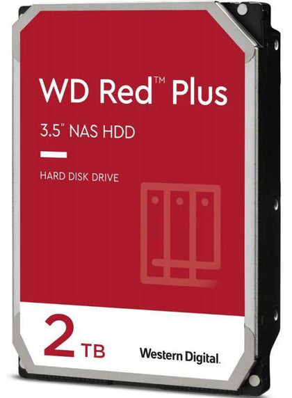 Western Digital 2TB WD Red Plus NAS Hard Drive 3.5-Inch -Transfer Rate up to 215MB/s -5640 RPM -Cache Size 512MB -3-Year Limited Warranty WD20EFPX