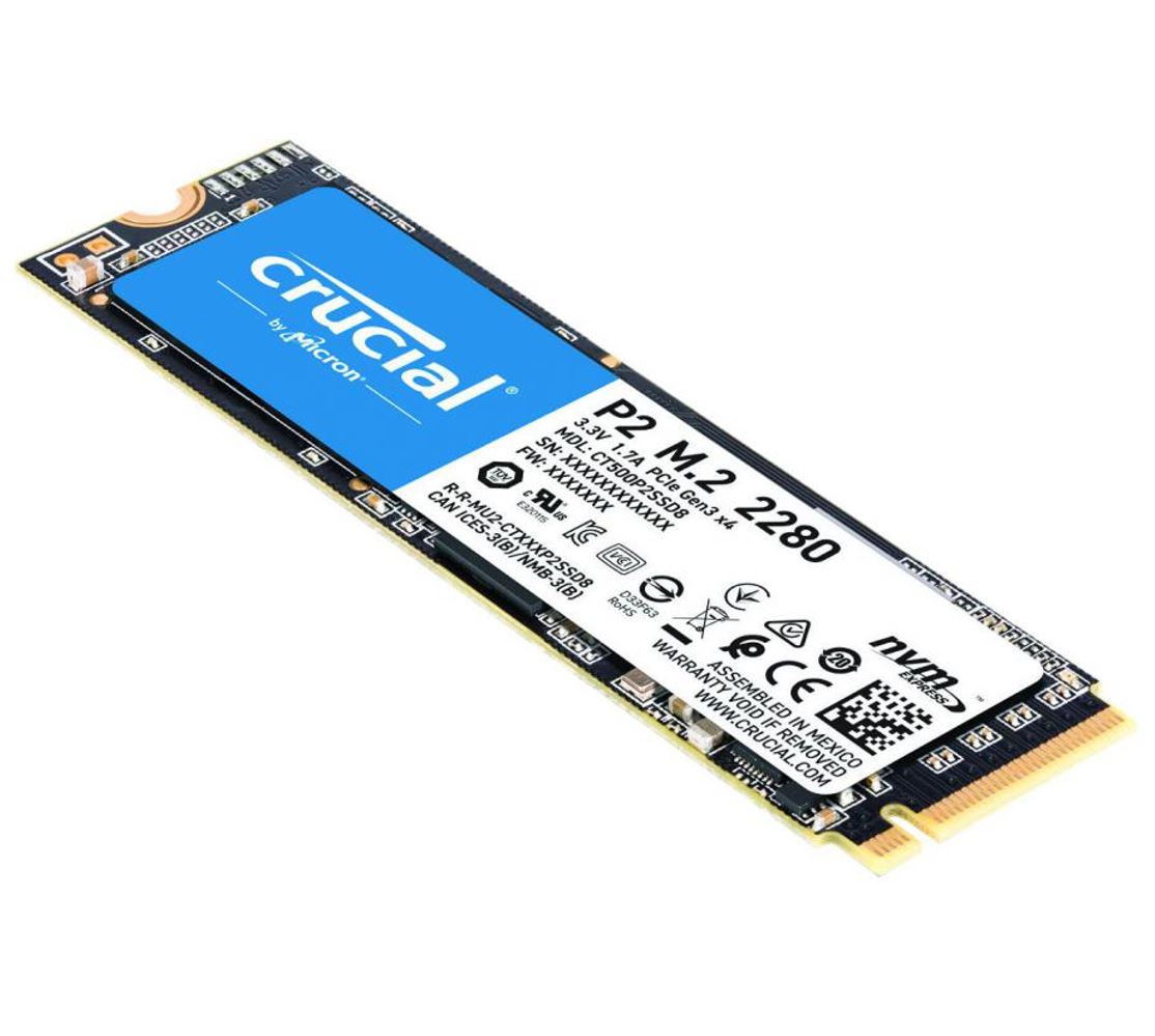 Crucial P2 1TB PCIe M.2 NVMe SSD 2400/1800 MB/s R/W 300TBW 1.5M hrs MTTF Acronis True Image Cloning Software 5yrs wty Micron (Crucial)-P