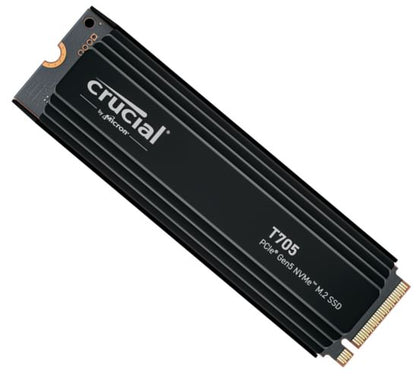 Crucial T705 1TB Gen5 NVMe SSD Heatsink - 13600/10200 MB/s R/W 600TBW 1400K IOPs 1.5M hrs MTTF DirectStorage for Intel 14th Gen & AMD Ryzen 7000