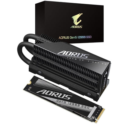 Gigabyte AORUS Gen5 12000 SSD 1TB,  PCIe 5.0x4, NVMe 2.0 Interface, Sequential Read Speed : up to 11,700 MB/s, Sequential Write speed up to 9,500 MB/s
