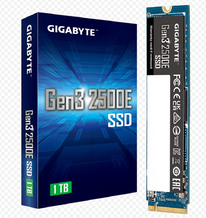 Gigabyte G3 2500E SSD 1TB M2 PCle 3.0x4 2400/1800 MB/s 130k/350Kl MTBF 1.5m hr Limited 3 years or 240TBW