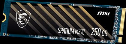 MSI SPATIUM M390 NVMe M.2 SSD 250GB, 3300 MB/s Read, 1200 MB/s Write, PCI-E 3.0, 150 TBW, 5 Year Warranty MSI