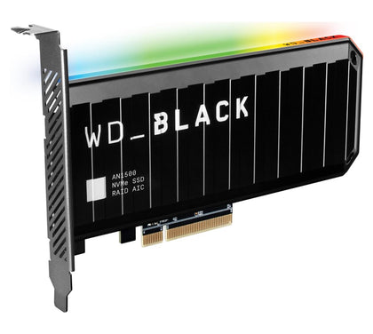 Western Digital WD Black AN1500 4TB RGB NVMe SSD AIC - 6500MB/s 4100MB/s R/W 780K/710K IOPS 1.75M Hrs MTBF RAID PCIe3.0 Add-in-Card 3D-NAND 5yrs Western Digital