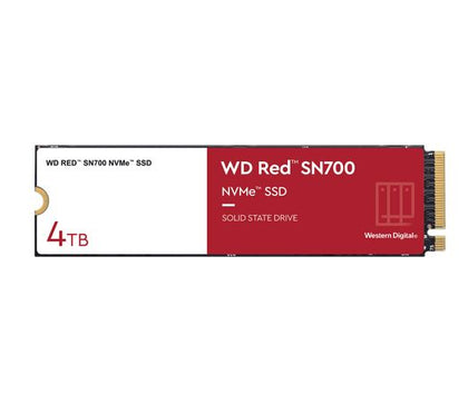 Western Digital WD Red SN700 4TB NVMe NAS SSD 3400MB/s 3100MB/s R/W 5100TBW 550K/520K IOPS M.2 Gen3x4 1.75M hrs MTBF 5yrs wty Western Digital