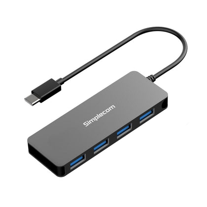 Simplecom CH320 Ultra Slim Aluminium USB 3.1 Type C to 4 Port USB 3.0 Hub - Black Simplecom