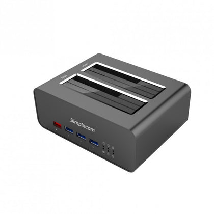 Simplecom SD352 USB 3.0 to Dual SATA Aluminium Docking Station with 3-Port Hub and 1 Port 2.1A USB Charger Simplecom