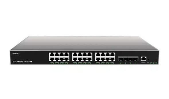 Grandstream IPG-GWN7813 Layer 3 network switch with 24 RJ45 Gigabit Ethernet ports for copper plus four 10 Gigabit SFP+ ports for fiber