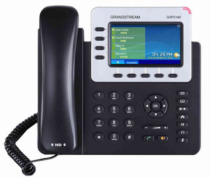 Grandstream GXP2140 4 Line IP Phone, 4 SIP Accounts, 480x272 Colour LCD Screen, HD Audio, Built-In Bluetooth, Powerable Via POE