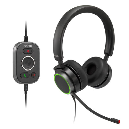 SNOM A330D Headset, Wired Duo, HD Audio Quality, Remote Control, Ideal For Video-telephony,