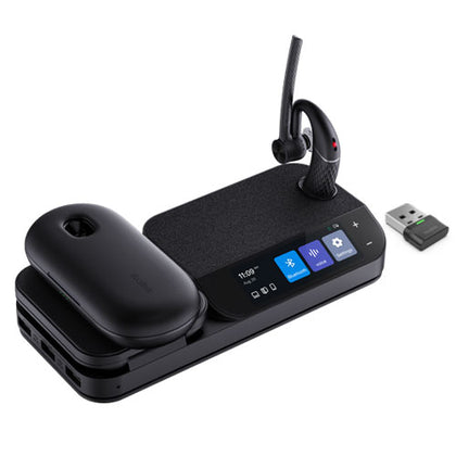 Yealink BH71 Bluetooth Wireless Mono Headset, BHB710 Workstation w/ 3' Colour Touch screen & Carry Case (+20hrs), Qi Wireless Charging,3 Size Ear Plug