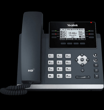 Yealink T42U 12 Line IP phone, 2.7'192x64 pixel graphical LCD with backlight, Dual Gigabit Ports,  2x USB Port, PoE, HD Audio Quality, Stand Include