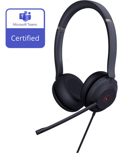 Yealink TEAMS-UH37-D Teams Certified USB Wired Headset, Stereo, USB-A 2.0, 35mm Speaker, Busylight, Leather Ear Cushion