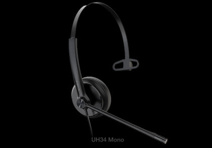 Yealink UH34 Mono Wideband Noise Cancelling Microphone - USB Connection, Leather Ear Cushions, Designed for Microsoft Teams Yealink