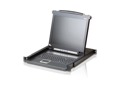 Aten Rackmount Single Rail LCD Console VGA PS/2-USB w/ 17' LCD Display, 1x Custom KVM Cable Included, 1280x1024@75hz Display, LED Illumination Aten