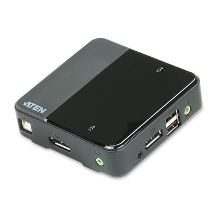 Aten Slim KVM Switch 2 Port Single Display DisplayPort w/ audio, Cables Included, Remote Port Selector, Aten