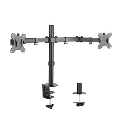 Brateck Dual Screens Economical Double Joint Articulating Steel Monitor Arm Fit Most 13’’-32’’ Monitors Up to 8kg per screen VESA 75x75/100x10 Brateck