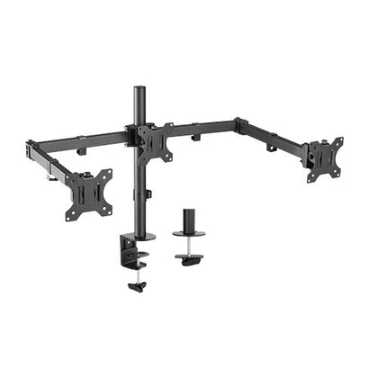 Brateck Triple Screens Economical Double Joint Articulating Steel Monitor Arms, Extended Arms & Free Rotated Double Joint,Fit Most 13'-27' Up to 7kg. Brateck
