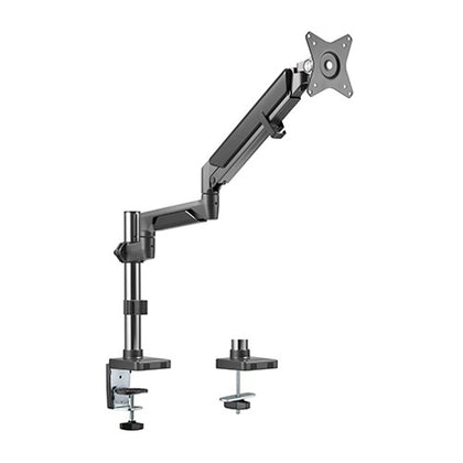 Brateck Single Monitor Pole-Mounted Epic Gas Spring Aluminum Monitor Arm Fit Most 17'-32' Monitors, Up to 9kg per screen VESA 75x75/100x100 Space Grey Brateck