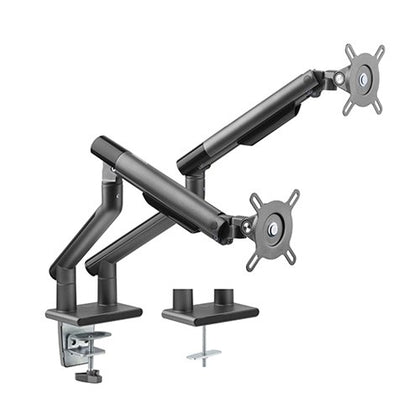 Brateck Dual Monitor Premium Slim Aluminum Spring-Assisted Monitor Arm Fix Most 17'-32' Monitor Up to 9kg per screen VESA 75x75/100x100 (Space Grey) Brateck