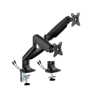 BrateckLDT82-C024UCE SCREEN HEAVY-DUTY MECHANICAL SPRING MONITOR ARM WITH USB PORTS For most 17'~35' Monitors, Matte Black(New)