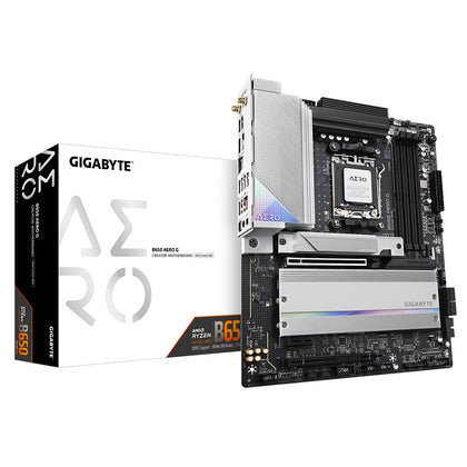 Gigabyte B650 AERO G 1.0 AMD AM5 ATX Motherboard 4x DDR5~128GB,3x PCIe x16, 3x M.2, 4x SATA 6, 7x USB 3.2, 1x USB-C, 2x USB 2.0 Gigabyte
