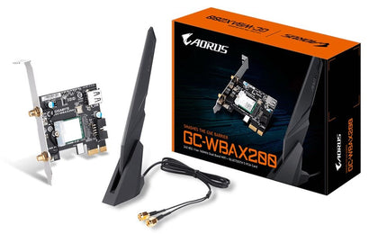 Gigabyte WBAX200 WiFi 6 PCIe Adapter 2400Mbps 160MHz Dual Band Wireless + Bluetooth 5 MU-MIMO TX/RX Gigabyte