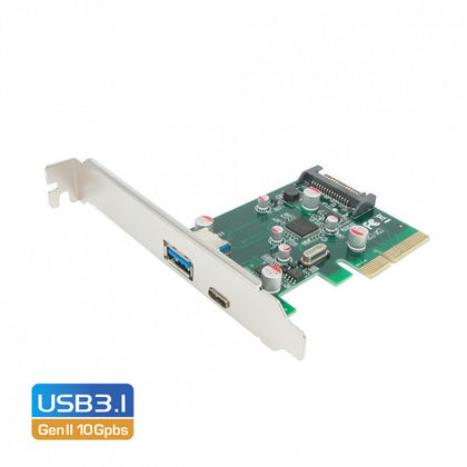 Simplecom EC312 PCI-E 2.0 x4 to 2 Port USB 3.1 Gen II 10Gpbs Type-C and Type-A Card(LS) Simplecom
