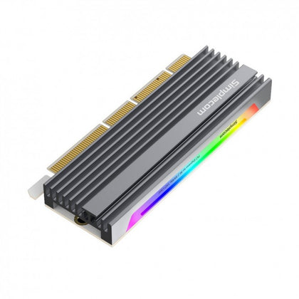 Simplecom EC415 NVMe M.2 SSD to PCIe x4 x8 x16 Expansion Card with Aluminium Heat Sink and RGB Light Simplecom