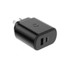 Cygnett PowerPlus 32W USB-C PD Dual Port Wall Charger - Black (CY3615POFLW), 1xUSB-C PD (20W),1xUSB-A(12W), Small, Lightweight and Travel Ready Cygnett