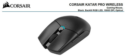 Corsair Katar PRO Wireless Gaming Mice, Ultra Light Weight,  Sub-1ms Slipstream Wireless connection, ICUE Software, (LS) Corsair