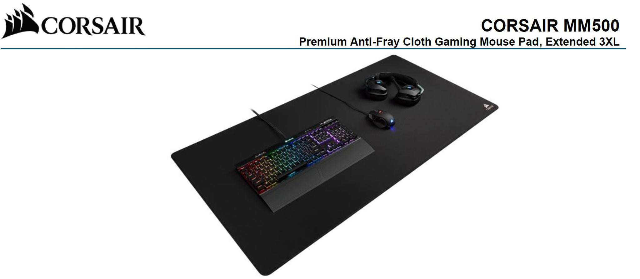 Corsair MM500 Extended 3XL Anti-Fray and Comfort Gaming, 1220mm x 610mm x 3mm GAMING MOUSE MAT (LS) Corsair